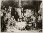 Rembrandt van Rijn. Christ Preaching (La Petite Tombe), c1652. Etching, engraving, and drypoint on off-white laid paper. Jansma Collection, Grand Rapids Art Museum, 2006.30